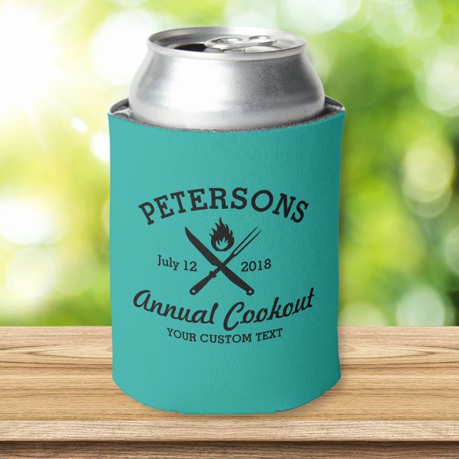 Cool Retro Summer BBQ Cookout Grill Utensils Can Cooler (Creator Uploaded)