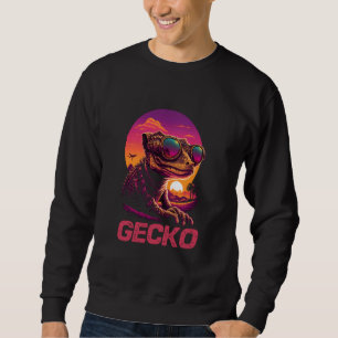 Cool Retro Sunset Sunglasses Gecko Sweatshirt