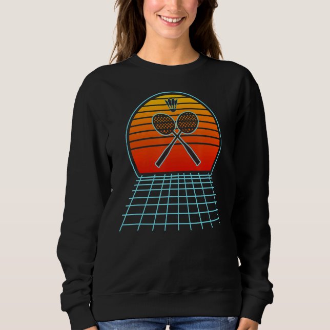 Cool Retro Sunset Vaporwave Badminton Sweatshirt (Front)