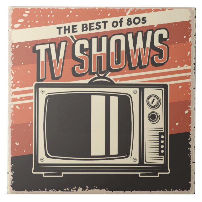 Cool retro television sixties ceramic tile (Front)