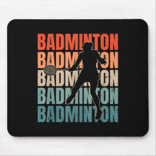 Cool Retro Text Silhouette Badminton  Mouse Pad