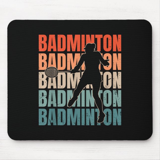 Cool Retro Text Silhouette Badminton  Mouse Pad (Front)