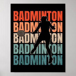 Cool Retro Text Silhouette Badminton  Poster
