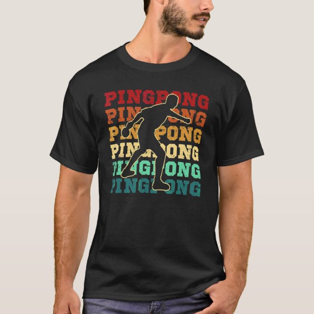 Cool Retro Text Silhouette Ping Pong T-Shirt (Front)