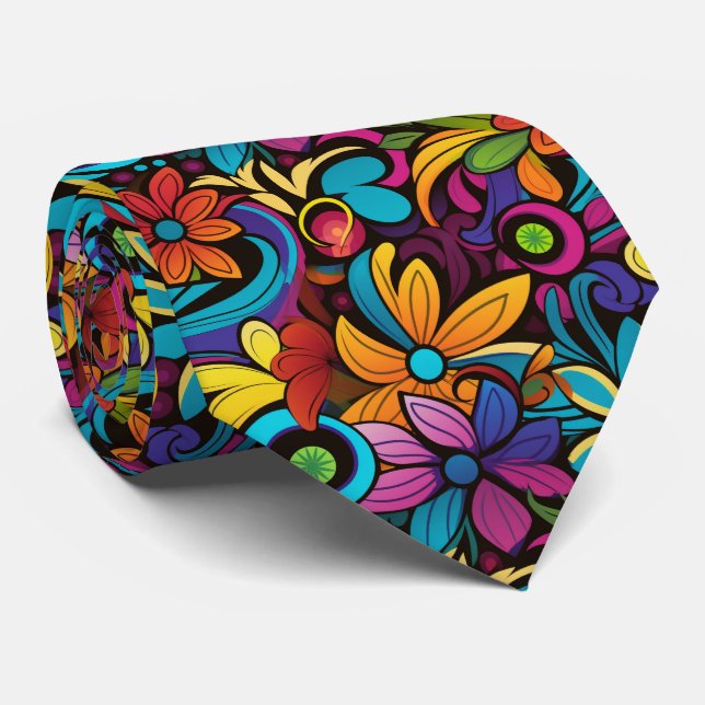 Cool retro tiled pattern  tie (Rolled)