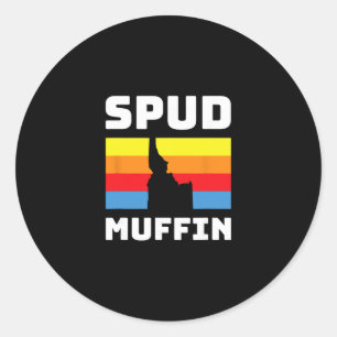 Cool Retro Travel Idaho Vacation Potatoes Spud Muf Classic Round Sticker