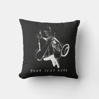 Cool Retro Trumpeter Custom Name (名入れ・カスタム対応) Cushion