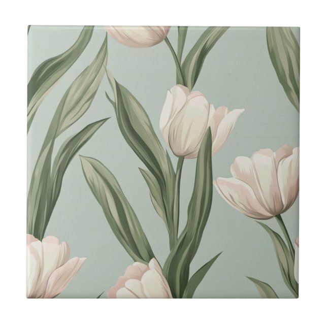 Cool Retro Tulip Ceramic Tiles  For Stylish Entry (Front)