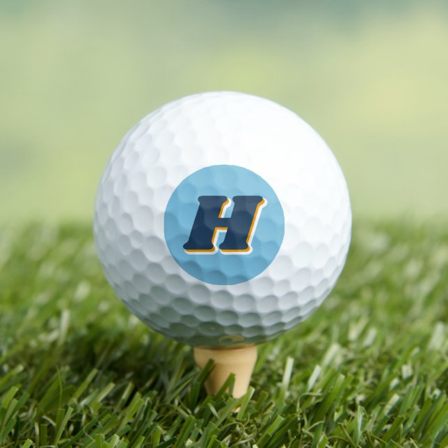 Cool Retro Typography Monogram Initial | Blue Golf Balls (Insitu Tee)