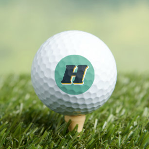 Cool Retro Typography Monogram Initial Green Golf Balls
