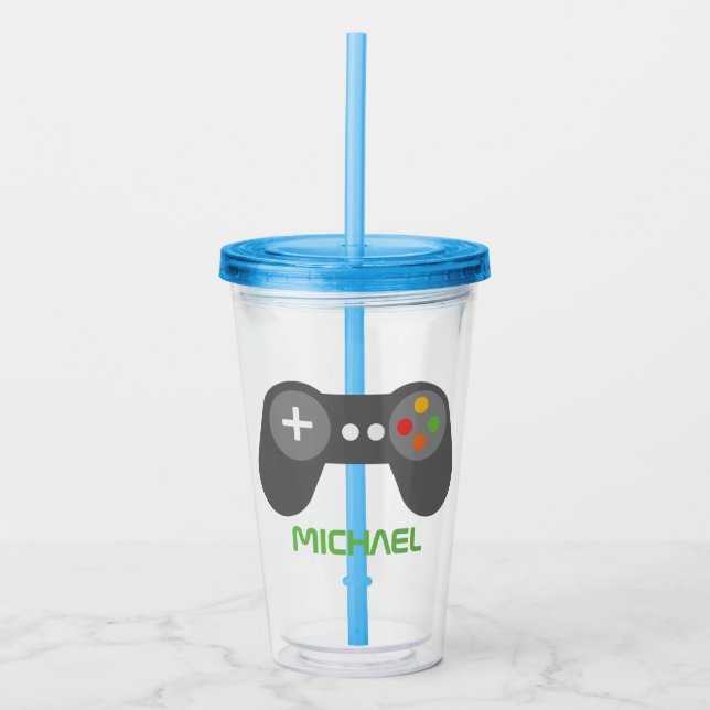 Cool Retro Video Game Controller Acrylic Tumbler (Front)