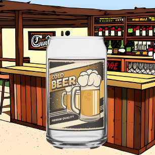 Cool retro vintage beer lovers  can glass