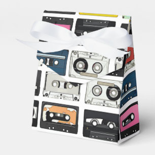 Cool retro vintage cassettes mix tapes pattern favour box