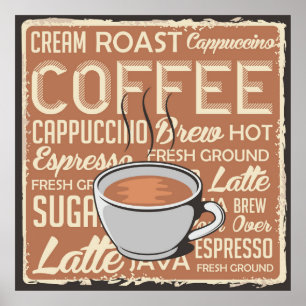 cool retro vintage coffee  poster
