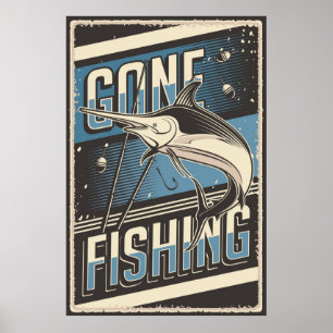 cool retro vintage fishing lovers  poster