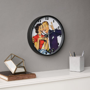 cool retro vintage kitchen couple clock