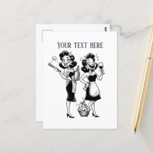 Cool retro vintage ladies add text  postcard
