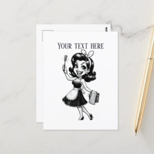 Cool retro vintage lady add text postcard