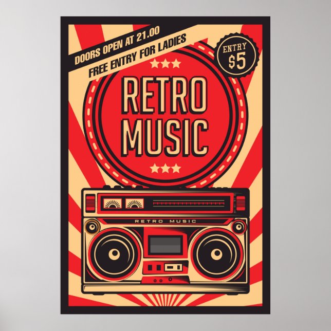 cool retro vintage music store  poster (Front)