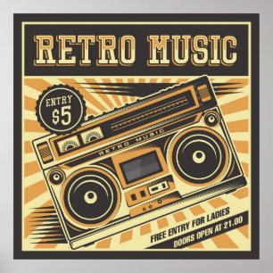 cool retro vintage music store poster