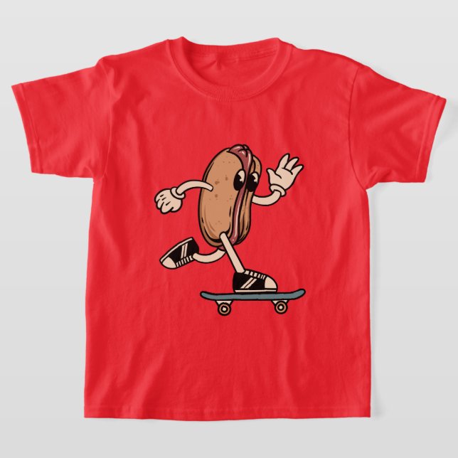 cool retro vintage skateboarding hotdog unisex T-Shirt (Laydown)
