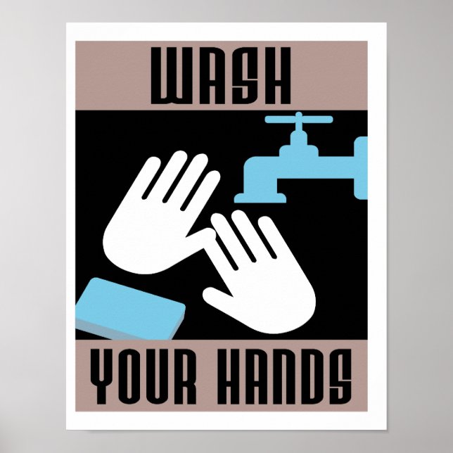 Cool Retro Wash Your Hands Poster (Front)