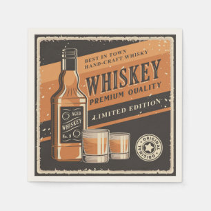 Cool retro whiskey lovers napkin