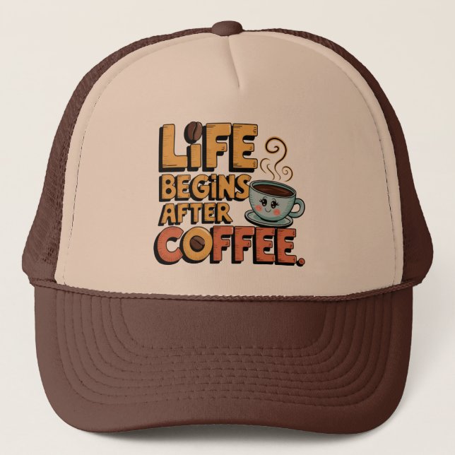  Cool retro word art coffee  Trucker Hat (Front)