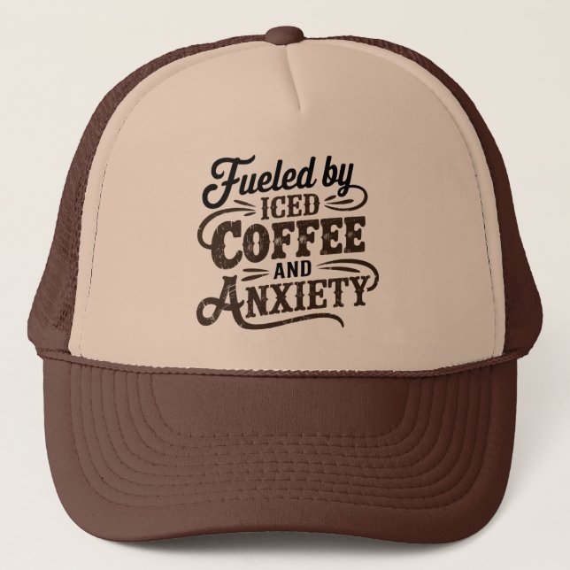 Cool retro word art coffee  trucker hat (Front)