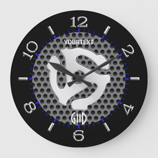 COOL Retro Yellow 45 spacer DJ Dial on a Large Clock (Front)