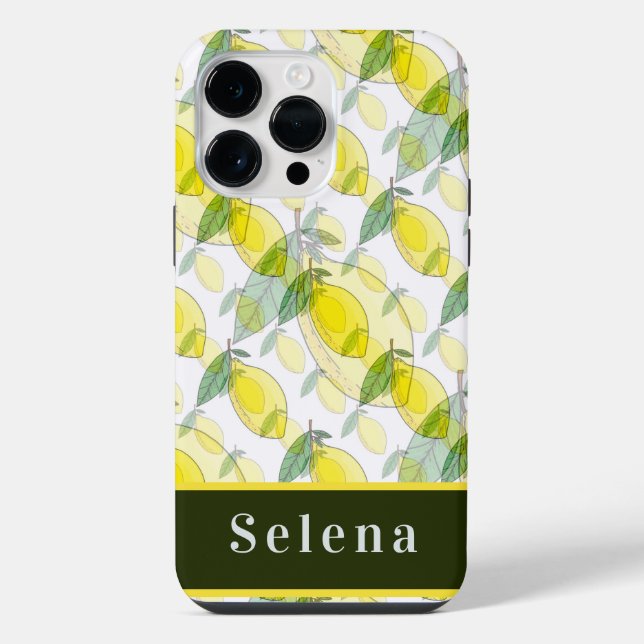 Cool Retro Yellow Black Lemon Pattern iPhone Case (Back)