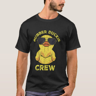 Cool Retro Yellow Rubber Duckie Crew Duck With Sun T-Shirt