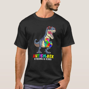 Cool Rex Dino Strong And Kind Autism  Autistic Boy T-Shirt