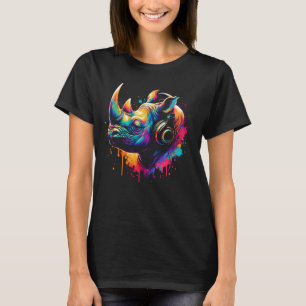 Cool Rhino Headphone Music Art Christmas Birthday T-Shirt