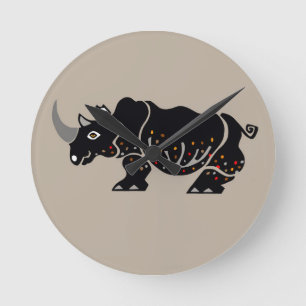 Cool RHINO - Wildlife -Endangered animal - Africa Round Clock