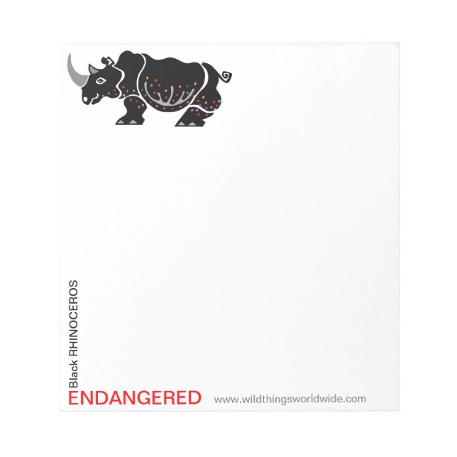 Cool RHINOCEROS - Endangered animal - Conservation Notepad (Front)
