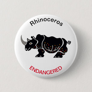 Cool  RHINOCEROS- Endangered animal graphic - 6 Cm Round Badge