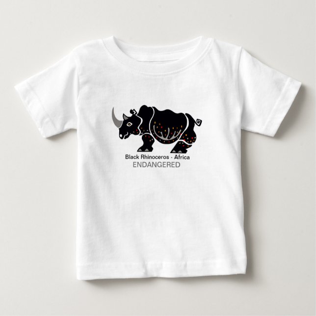 Cool  RHINOCEROS  - Endangered animal graphic- Baby T-Shirt (Front)