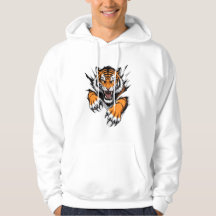 Cool Ripped Angry Tiger Graphic Hoodie