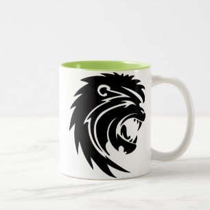 Cool Roaring Lion Silhouette Two-Tone Coffee Mug