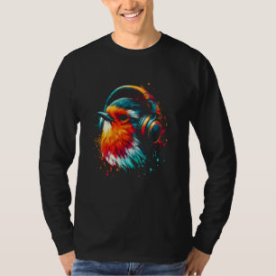 Cool Robin Art for Music Lovers Christmas Birthday T-Shirt