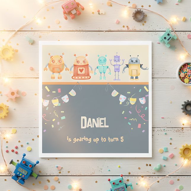 Cool Robot Birthday Party Napkin (Creator Uploaded)