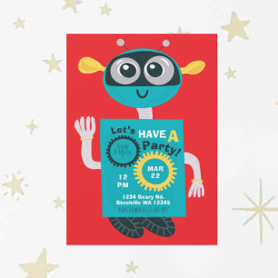 Cool Robot Boys Second Birthday Invitation