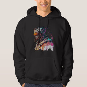 Cool Robot Cyberpunk retro vintage sunset singular Hoodie