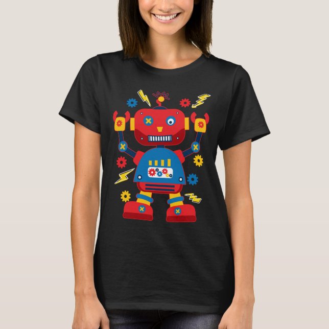 Cool Robotics Engineer Robot Kids T-Shirt (Front)