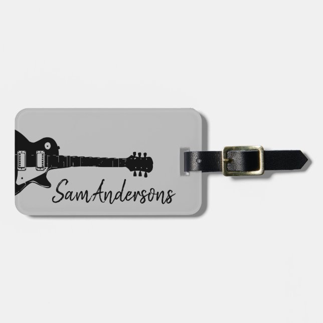 Cool rock guitar music travel luggage tag (Front Horizontal)