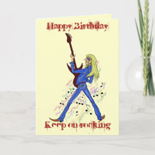 Cool rock guitarist Happy Birthday card design