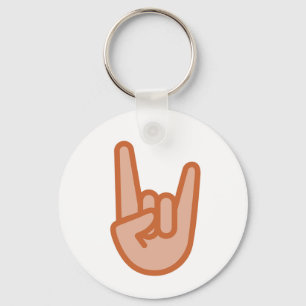 Cool Rock On Hand Emoji Key Ring