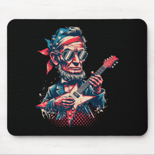 Cool Rock Roll Abraham Lincoln Playing Guitar Mouse Pad