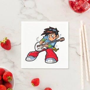 Cool Rock Star Guitarist Fun Musician Napkin